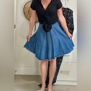 Boho blue Jean skirt